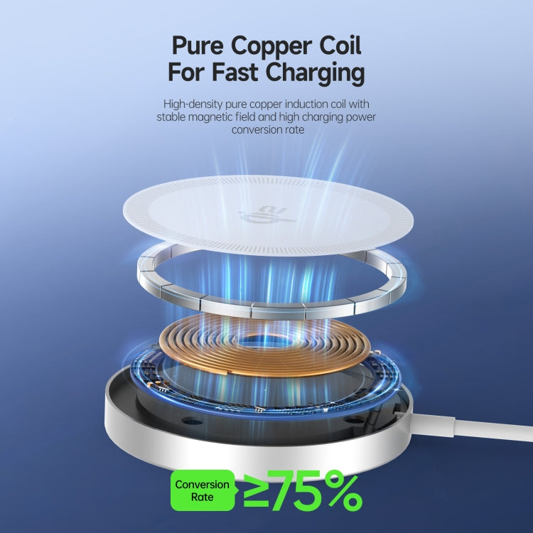 DUZZONA W18 15W Qi2 MagSafe Magnetic Suction Wireless Charger(White) - free shipping - PMC Jewellery - Order now!
