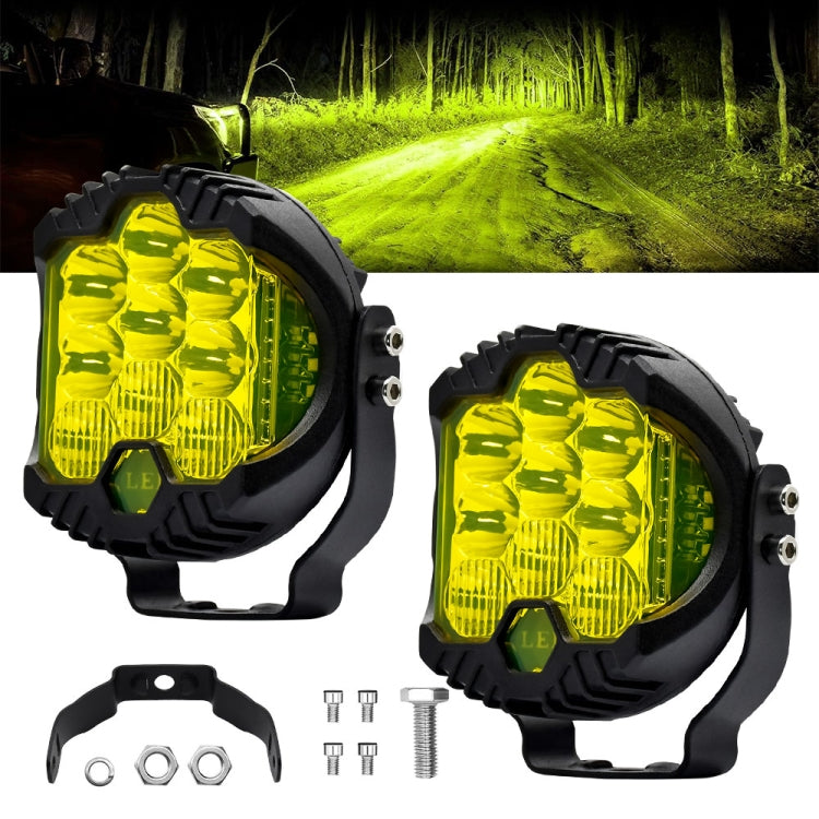 11W 12000lm 6000K 3 inch Car Three-sided Flash Work Light(Yellow Light) - LED Headlamps by PMC Jewellery | Online Shopping South Africa | PMC Jewellery | Buy Now Pay Later Mobicred