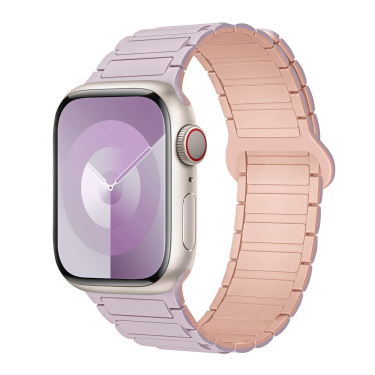 For Apple Watch SE 2023 44mm I-Shaped Magnetic Silicone Watch Band(Light Purple Pink) - Watch Bands by PMC Jewellery | Online Shopping South Africa | PMC Jewellery