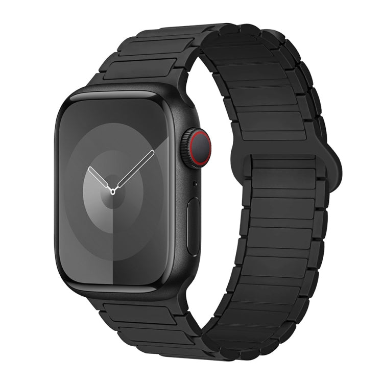 For Apple Watch SE 2023 44mm I-Shaped Magnetic Silicone Watch Band(Black) - Watch Bands by PMC TechLife | Online Shopping South Africa | PMC TechLife