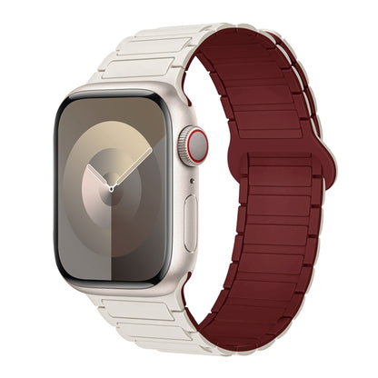 For Apple Watch Series 9 41mm I-Shaped Magnetic Silicone Watch Band(Starlight Wine Red) - Watch Bands by PMC Jewellery | Online Shopping South Africa | PMC Jewellery