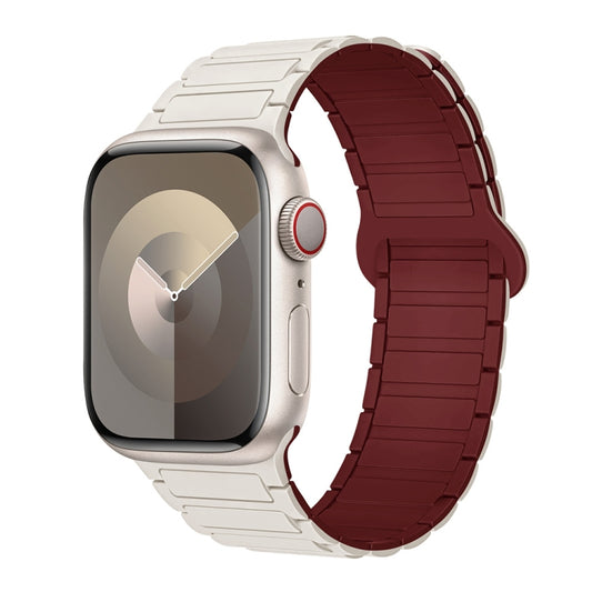 For Apple Watch Series 8 41mm I-Shaped Magnetic Silicone Watch Band(Starlight Wine Red) - Watch Bands by PMC Jewellery | Online Shopping South Africa | PMC Jewellery