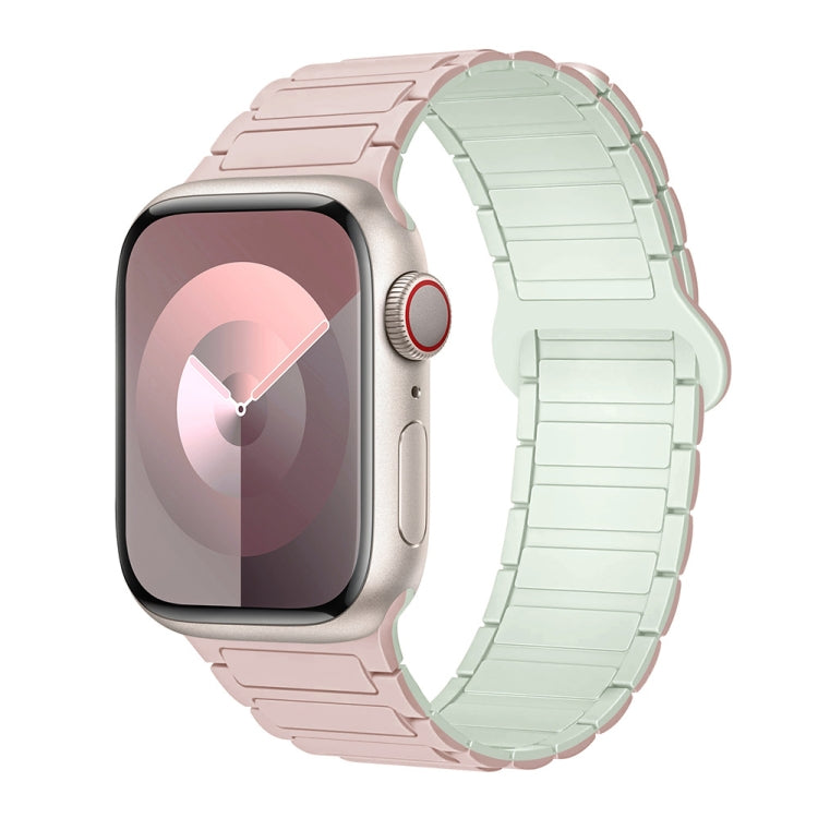 For Apple Watch Series 7 41mm I-Shaped Magnetic Silicone Watch Band(Pink Mint) - Watch Bands by PMC Jewellery | Online Shopping South Africa | PMC Jewellery