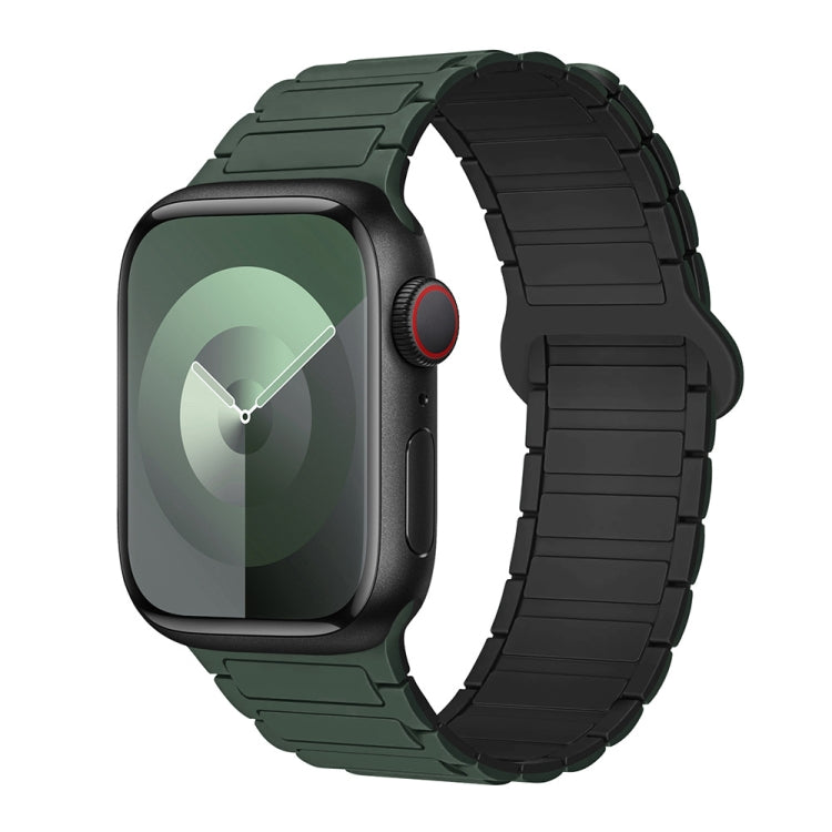 For Apple Watch SE 44mm I-Shaped Magnetic Silicone Watch Band(Dark Teal Black) - Watch Bands by PMC TechLife | Online Shopping South Africa | PMC TechLife