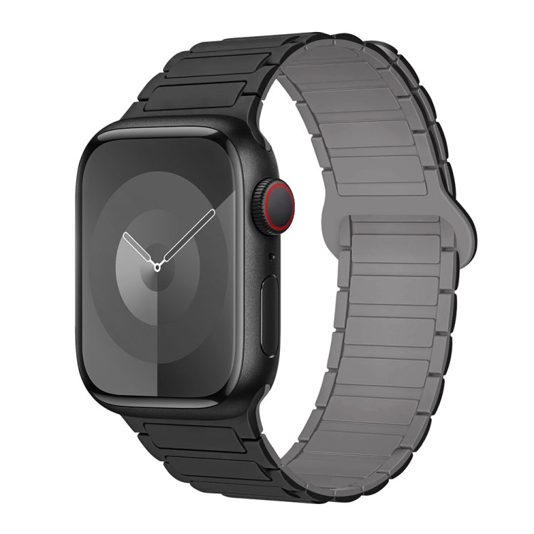 For Apple Watch Series 6 40mm I-Shaped Magnetic Silicone Watch Band(Black Gray) - Watch Bands by PMC TechLife | Online Shopping South Africa | PMC TechLife