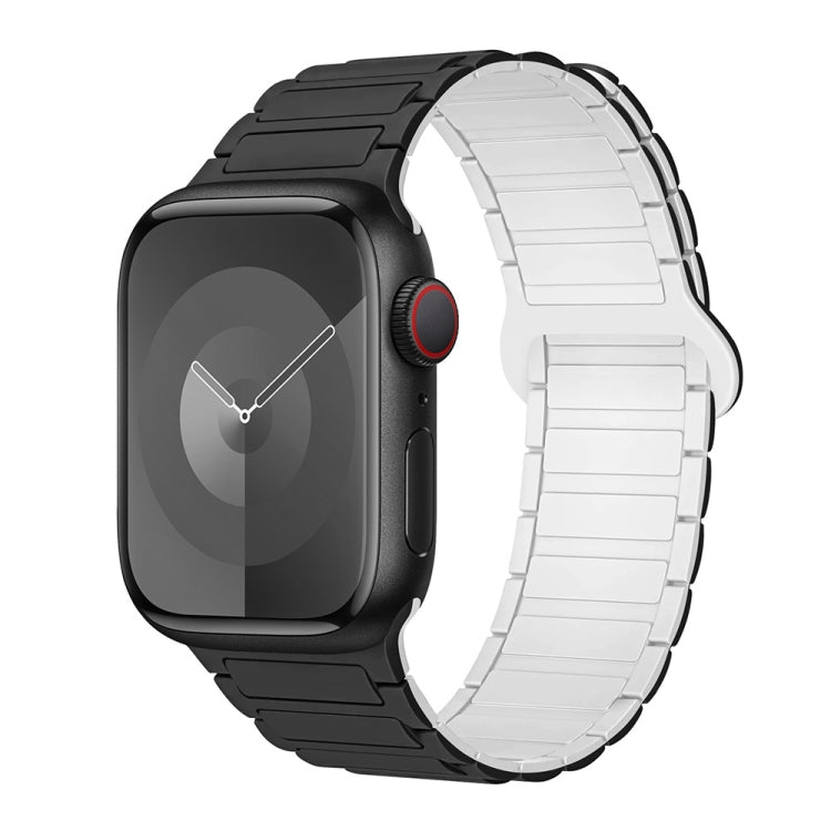 For Apple Watch Series 4 44mm I-Shaped Magnetic Silicone Watch Band(Black White) - Watch Bands by PMC TechLife | Online Shopping South Africa | PMC TechLife