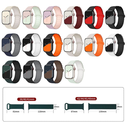 For Apple Watch Ultra 49mm I-Shaped Magnetic Silicone Watch Band(White Orange) - Watch Bands by PMC Jewellery | Online Shopping South Africa | PMC Jewellery