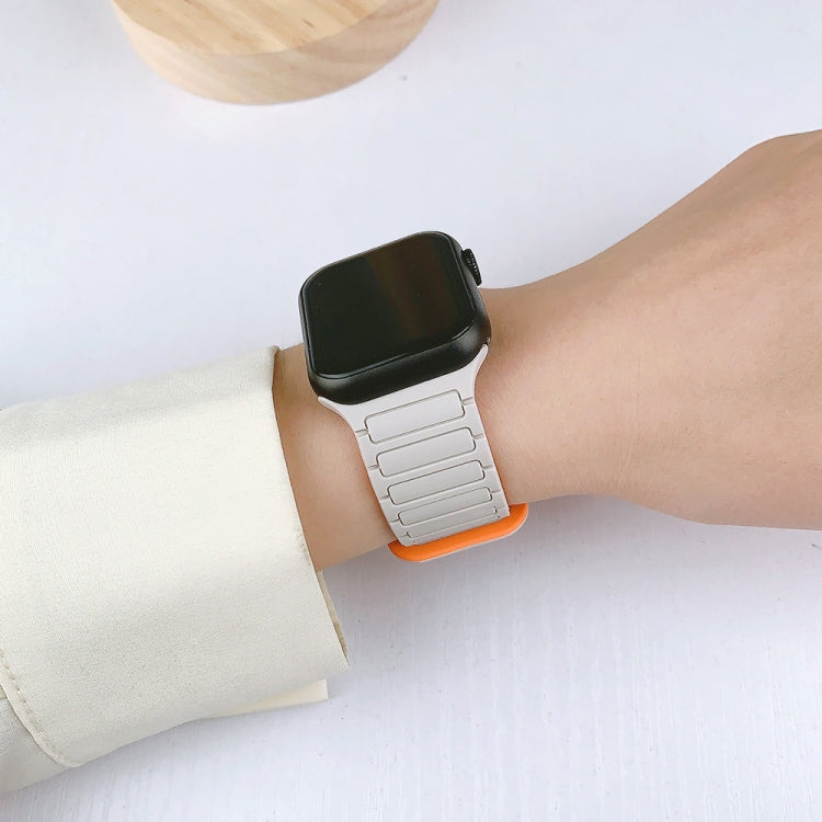 For Apple Watch Series 9 41mm I-Shaped Magnetic Silicone Watch Band(White Starlight) - Watch Bands by PMC TechLife | Online Shopping South Africa | PMC TechLife