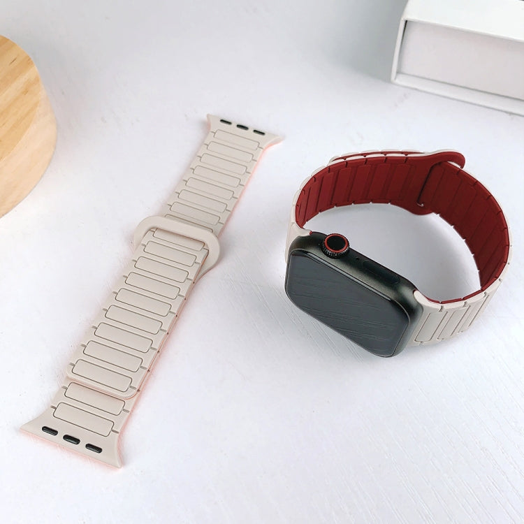 For Apple Watch SE 2023 44mm I-Shaped Magnetic Silicone Watch Band(Starlight Wine Red) - Watch Bands by PMC Jewellery | Online Shopping South Africa | PMC Jewellery