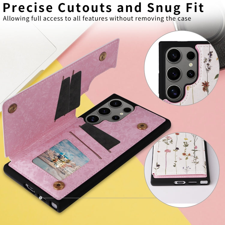 For Samsung Galaxy S25 Ultra 5G Printed Double Buckle RFID Anti-theft Phone Case(Dried Flower World) - Galaxy S25 Ultra 5G Cases by PMC TechLife | Online Shopping South Africa | PMC TechLife | Buy Now Pay Later Mobicred
