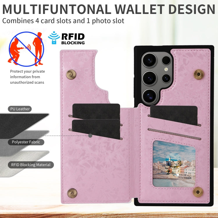 For Samsung Galaxy S25 Ultra 5G Printed Double Buckle RFID Anti-theft Phone Case(Blossoming Flowers) - Galaxy S25 Ultra 5G Cases by PMC TechLife | Online Shopping South Africa | PMC TechLife | Buy Now Pay Later Mobicred