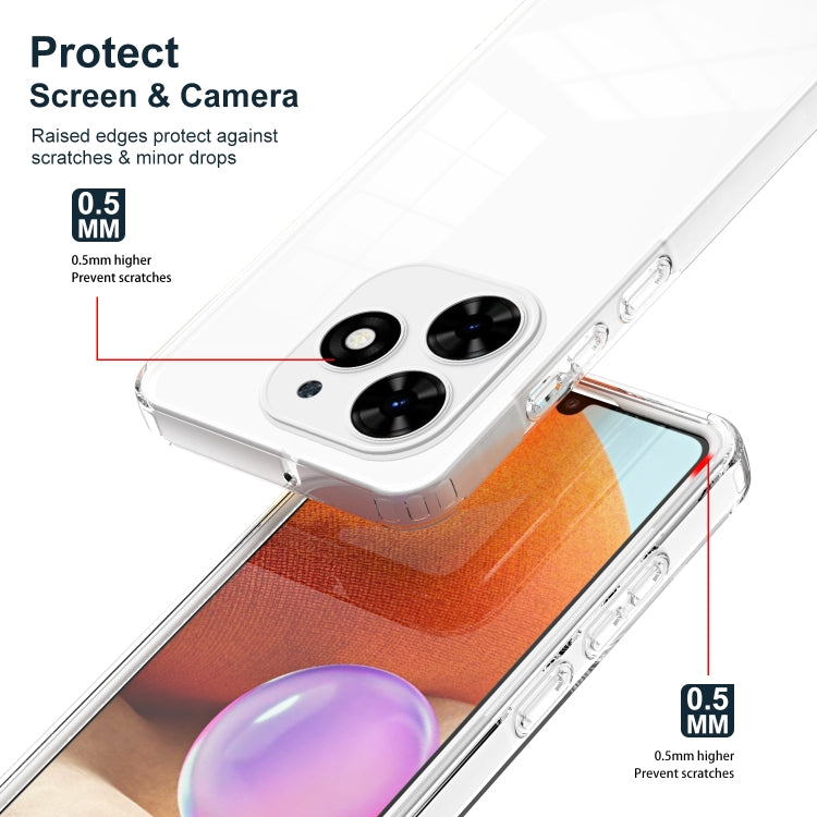 For Tecno Spark Go 2024 3 in 1 Clear TPU Color PC Frame Phone Case(White) - Tecno Cases by PMC Jewellery | Online Shopping South Africa | PMC Jewellery | Buy Now Pay Later Mobicred