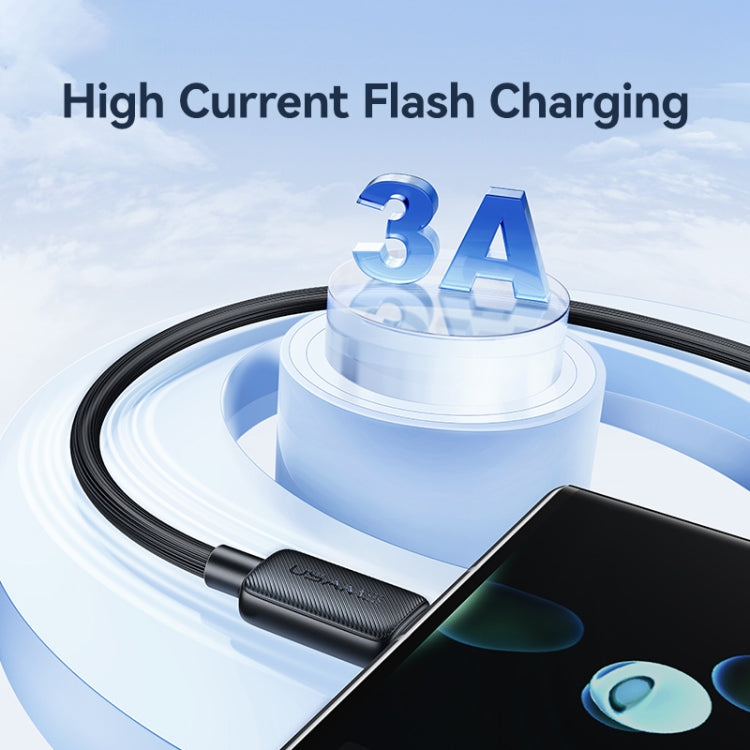 USAMS US-SJ693 USB to USB-C / Type-C 3A Striped Fast Charge Data Cable, Length:2m(Blue) - free shipping - PMc TechLife - Order now!