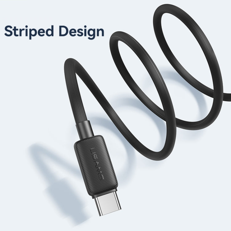 USAMS US-SJ688 USB to USB-C / Type-C 3A Striped Fast Charge Data Cable, Length:1m(Black) - free shipping - PMc TechLife - Order now!