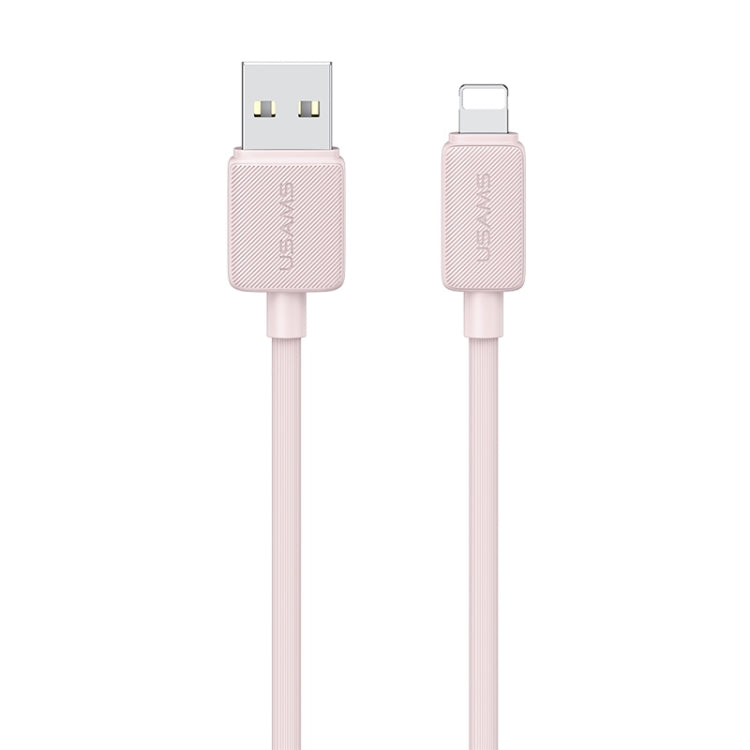 USAMS US-SJ689 USB to 8 Pin 2.4A Striped Fast Charge Data Cable, Length:1m(Pink) - Normal Style Cable by USAMS | Online Shopping South Africa | PMC Jewellery | Buy Now Pay Later Mobicred