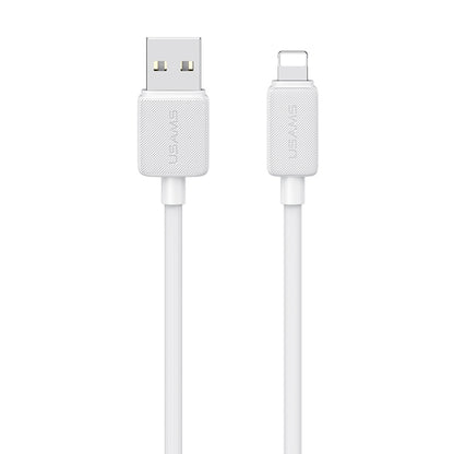 USAMS US-SJ699 USB to 8 Pin 2.4A Striped Fast Charge Data Cable, Length:3m(White) - Normal Style Cable by USAMS | Online Shopping South Africa | PMC Jewellery | Buy Now Pay Later Mobicred