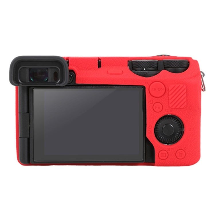 For Sony ILCE-6700 / A6700 Litchi Texture Soft Silicone Protective Case(Red) - Protective Case by PMC Jewellery | Online Shopping South Africa | PMC Jewellery