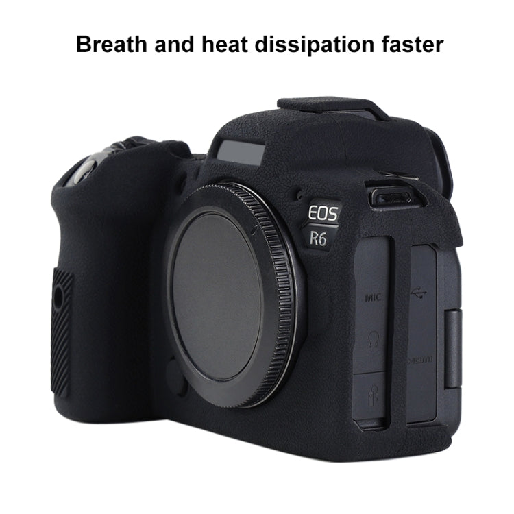 For Canon EOS R6 Mark II Litchi Texture Soft Silicone Protective Case(Black) - Protective Case by PMC TechLife | Online Shopping South Africa | PMC TechLife