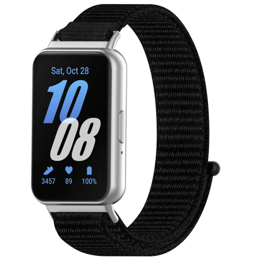 For Samsung Galaxy Fit 3 Nylon Loop Hook and Loop Fastener Watch Band(Black) - Watch Bands by PMC Jewellery | Online Shopping South Africa | PMC Jewellery