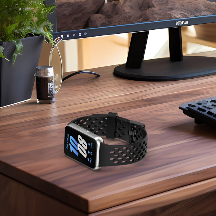 For Samsung Galaxy Fit 3 Hole Style Dual Buckle Silicone Watch Band(Black) - Watch Bands by PMC TechLife | Online Shopping South Africa | PMC TechLife