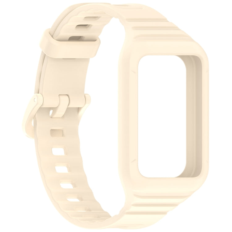 For Honor Band 9 Armor Integrated Silicone Watch Band(Creamy White) - Watch Bands by PMC Jewellery | Online Shopping South Africa | PMC Jewellery