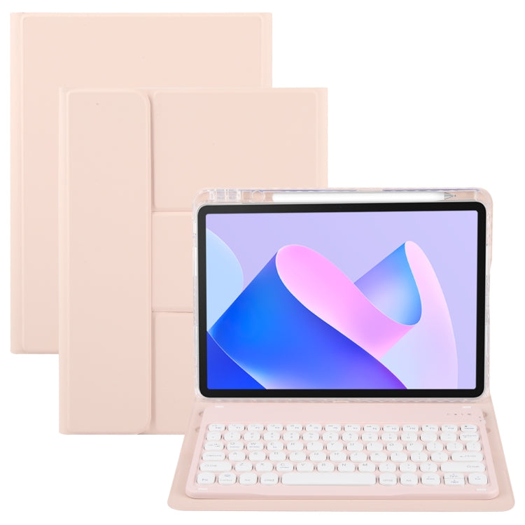 For Huawei MatePad 11 2023 / 2021 Round Button Bluetooth Keyboard Rotatable Holder Leather Case(Rose Gold) - Huawei Keyboard by PMC TechLife | Online Shopping South Africa | PMC TechLife