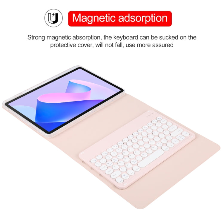 For Huawei MatePad 11 2023 / 2021 Round Button Bluetooth Keyboard Rotatable Holder Leather Case(Rose Gold) - Huawei Keyboard by PMC Jewellery | Online Shopping South Africa | PMC Jewellery