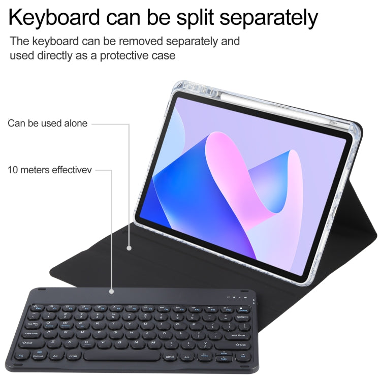 For Huawei MatePad 11 2023 / 2021 Round Button Bluetooth Keyboard Rotatable Holder Leather Case(Black) - Huawei Keyboard by PMC Jewellery | Online Shopping South Africa | PMC Jewellery