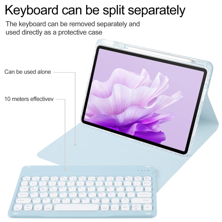 For Huawei MatePad Air 11.5 Round Button Bluetooth Keyboard Rotatable Holder Leather Case(Sky Blue) - Huawei Keyboard by PMC Jewellery | Online Shopping South Africa | PMC Jewellery