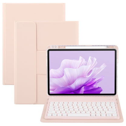 For Huawei MatePad Air 11.5 Round Button Bluetooth Keyboard Rotatable Holder Leather Case(Rose Gold) - Huawei Keyboard by PMC Jewellery | Online Shopping South Africa | PMC Jewellery