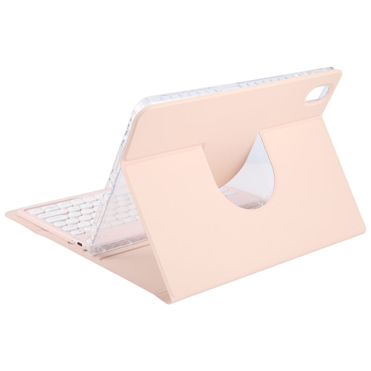 For Huawei MatePad Air 11.5 Round Button Bluetooth Keyboard Rotatable Holder Leather Case(Rose Gold) - Huawei Keyboard by PMC Jewellery | Online Shopping South Africa | PMC Jewellery