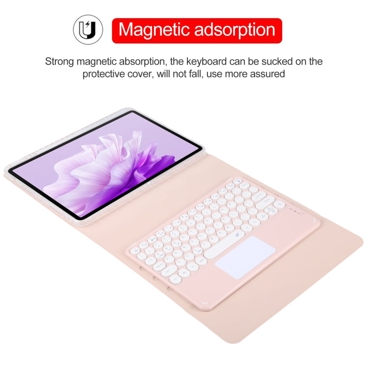 For Huawei MatePad Air 11.5 Round Button Bluetooth Keyboard Rotatable Holder Leather Case with Touchpad(Rose Gold) - Huawei Keyboard by PMC Jewellery | Online Shopping South Africa | PMC Jewellery