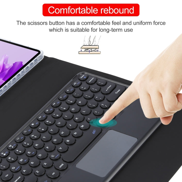 For Huawei MatePad Air 11.5 Round Button Bluetooth Keyboard Rotatable Holder Leather Case with Touchpad(Black) - Huawei Keyboard by PMC Jewellery | Online Shopping South Africa | PMC Jewellery