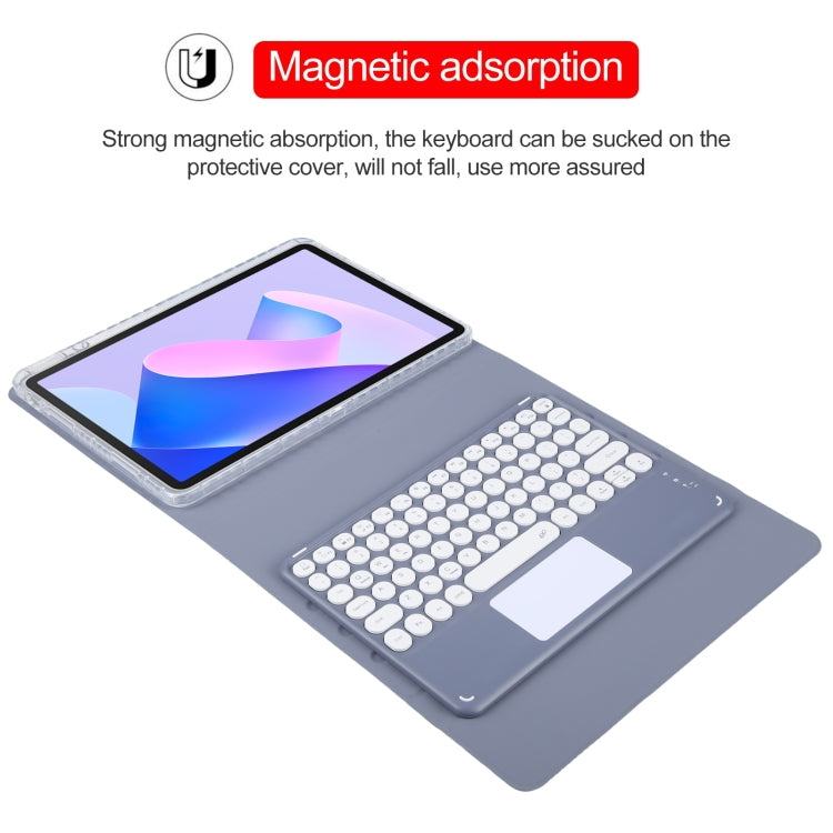 For Huawei MatePad 11 2023 / 2021 Round Button Bluetooth Keyboard Rotatable Holder Leather Case with Touchpad(Lavender Purple) - Huawei Keyboard by PMC Jewellery | Online Shopping South Africa | PMC Jewellery