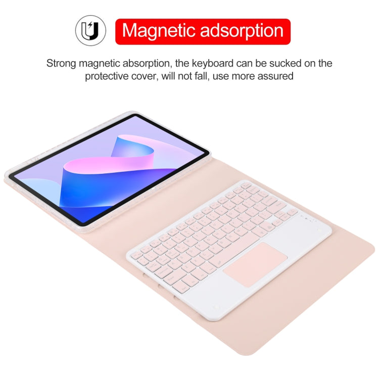 For Huawei MatePad 11 2023 / 2021 Square Button Bluetooth Keyboard Rotatable Holder Leather Case with Touchpad(Rose Gold) - Huawei Keyboard by PMC Jewellery | Online Shopping South Africa | PMC Jewellery