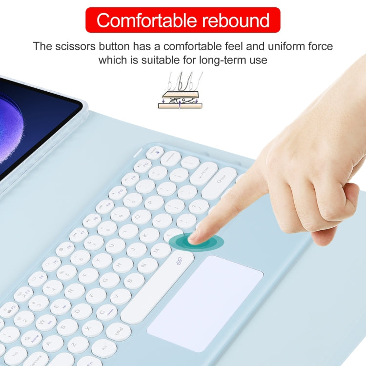 For Xiaomi Pad 6 Round Button Bluetooth Keyboard Rotatable Holder Leather Case with Touchpad(Sky Blue) - Others Keyboard by PMC Jewellery | Online Shopping South Africa | PMC Jewellery