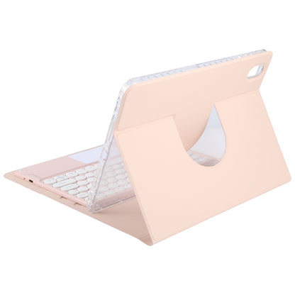 For Xiaomi Pad 6 Round Button Bluetooth Keyboard Rotatable Holder Leather Case with Touchpad(Rose Gold) - Others Keyboard by PMC Jewellery | Online Shopping South Africa | PMC Jewellery