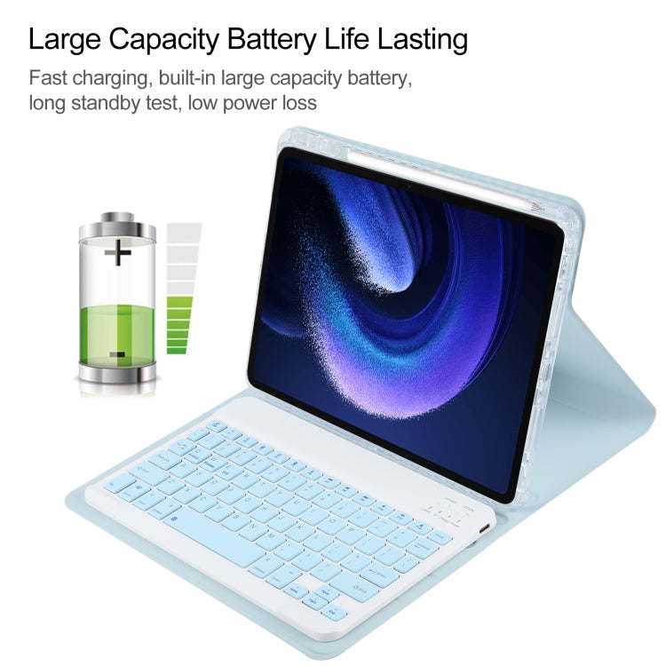 For Xiaomi Pad 6 Square Button Bluetooth Keyboard Rotatable Holder Leather Case(Sky Blue) - Others Keyboard by PMC Jewellery | Online Shopping South Africa | PMC Jewellery