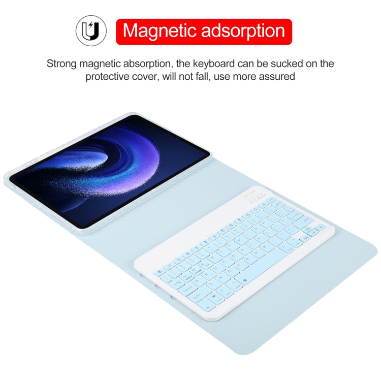 For Xiaomi Pad 6 Square Button Bluetooth Keyboard Rotatable Holder Leather Case(Sky Blue) - Others Keyboard by PMC Jewellery | Online Shopping South Africa | PMC Jewellery