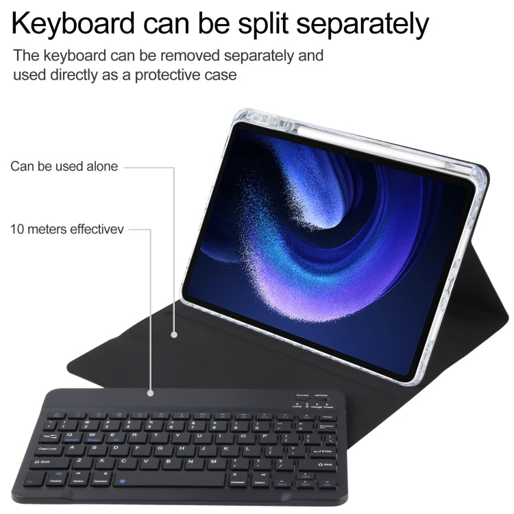 For Xiaomi Pad 6 Square Button Bluetooth Keyboard Rotatable Holder Leather Case(Black) - Others Keyboard by PMC Jewellery | Online Shopping South Africa | PMC Jewellery