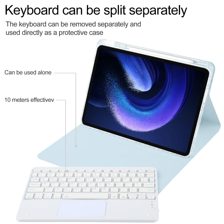 For Xiaomi Pad 6 Square Button Bluetooth Keyboard Rotatable Holder Leather Case with Touchpad(Sky Blue) - Others Keyboard by PMC Jewellery | Online Shopping South Africa | PMC Jewellery