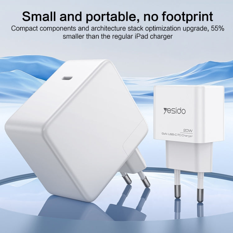 Yesido YC61 PD20W Dual Port Type-C GaN Charger, EU Plug - USB Charger by Yesido | Online Shopping South Africa | PMC Jewellery | Buy Now Pay Later Mobicred