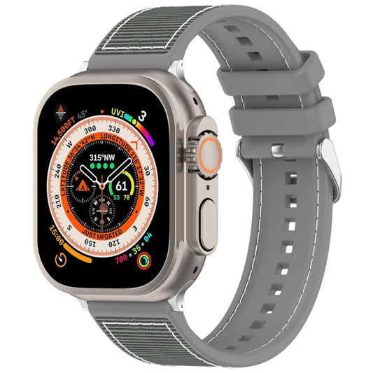 For Apple Watch SE 2023 40mm Ordinary Buckle Hybrid Nylon Braid Silicone Watch Band(Grey) - Watch Bands by PMC Jewellery | Online Shopping South Africa | PMC Jewellery