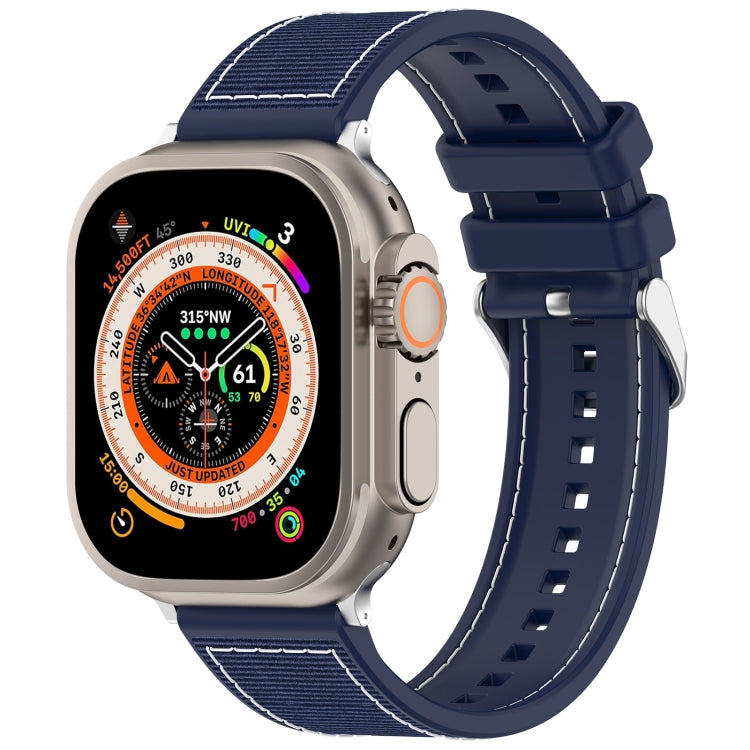 For Apple Watch SE 2023 40mm Ordinary Buckle Hybrid Nylon Braid Silicone Watch Band(Midnight Blue) - Watch Bands by PMC TechLife | Online Shopping South Africa | PMC TechLife