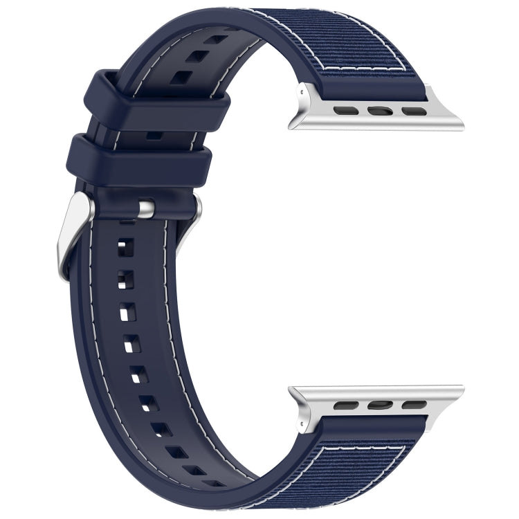 For Apple Watch Ultra 2 49mm Ordinary Buckle Hybrid Nylon Braid Silicone Watch Band(Midnight Blue) - Watch Bands by PMC TechLife | Online Shopping South Africa | PMC TechLife