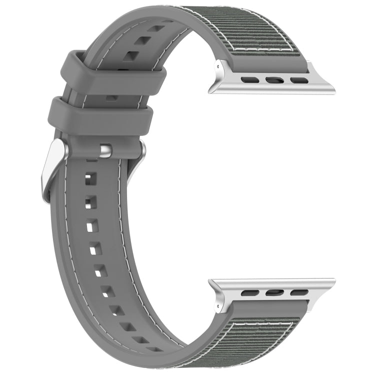 For Apple Watch Series 9 45mm Ordinary Buckle Hybrid Nylon Braid Silicone Watch Band(Grey) - Watch Bands by PMC TechLife | Online Shopping South Africa | PMC TechLife