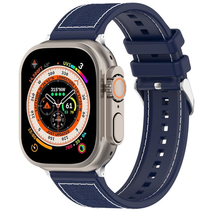 For Apple Watch Series 8 41mm Ordinary Buckle Hybrid Nylon Braid Silicone Watch Band(Midnight Blue) - Watch Bands by PMC Jewellery | Online Shopping South Africa | PMC Jewellery