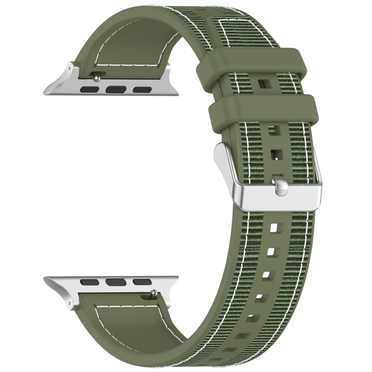 For Apple Watch SE 2022 40mm Ordinary Buckle Hybrid Nylon Braid Silicone Watch Band(Green) - Watch Bands by PMC Jewellery | Online Shopping South Africa | PMC Jewellery