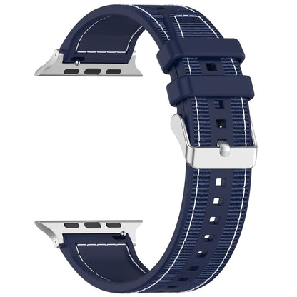 For Apple Watch SE 2022 44mm Ordinary Buckle Hybrid Nylon Braid Silicone Watch Band(Midnight Blue) - Watch Bands by PMC Jewellery | Online Shopping South Africa | PMC Jewellery