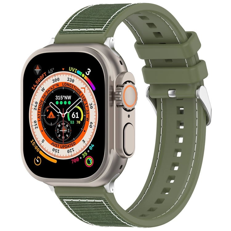 For Apple Watch SE 2022 44mm Ordinary Buckle Hybrid Nylon Braid Silicone Watch Band(Green) - Watch Bands by PMC Jewellery | Online Shopping South Africa | PMC Jewellery